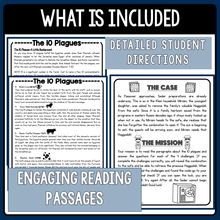 Passover - Crack the Code: Informational Text Reading Challenge - Ten Plagues - 3