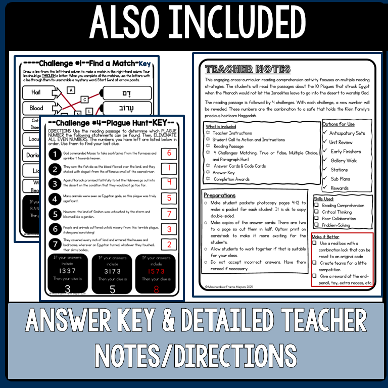 Passover - Crack the Code: Informational Text Reading Challenge - Ten Plagues - 4